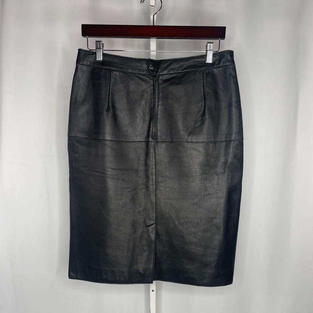 Isaac Mizrahi for Target Genuine Leather Skirt 10 Black Pencil Knee Length - Picture 3 of 10